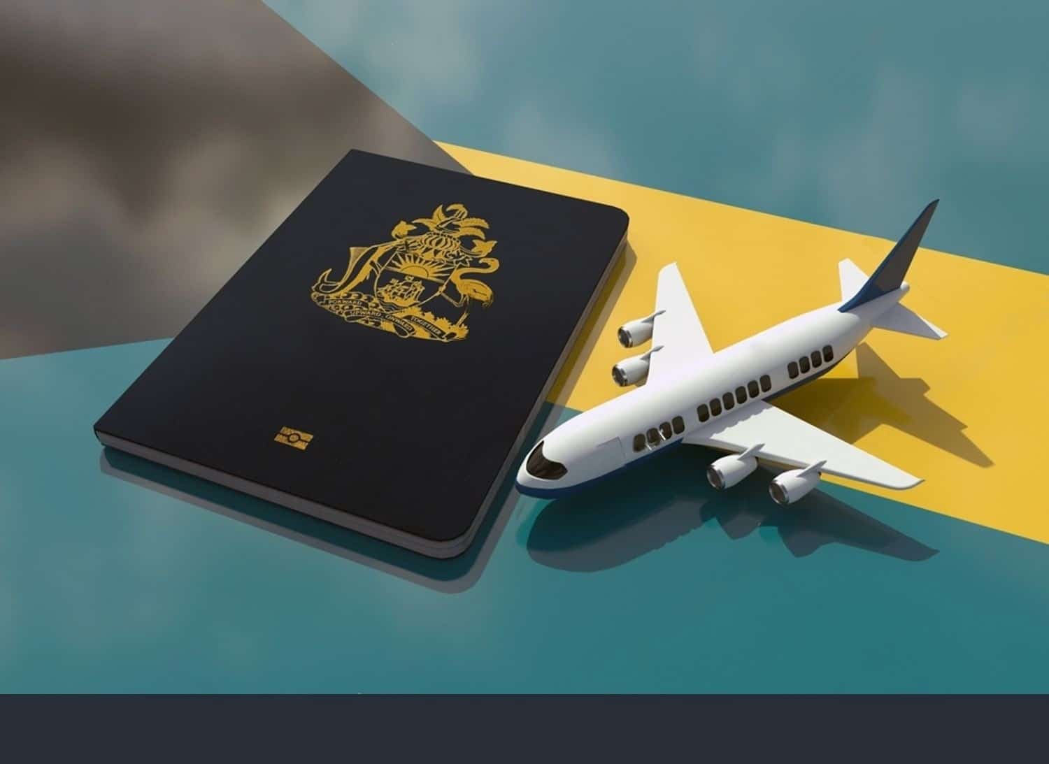 A passport and a model airplane, representing international travel and cross-border legal support
